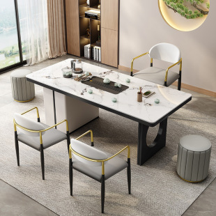 Tea Table and Chair Combination Office Kung Fu Wet Table Modern Minimalist Light Luxury Water Boiling Integrated Slate Tea Set