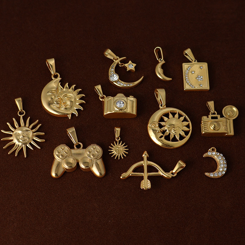 4g Weight Pendant Jewelry Making Type 14.1*11.2mm, 18.8*13mm Jewelry Making Size Real Gold Plated Plating Material DIY Jewelry Accessories Classification 1 Piece Quantity 304 Stainless Steel, 316 Stainless Steel Material Sun, Moon Pattern Retro, Simple Style Style Waterproof Non Tarnish Craft 1 Piece 14.1*11.2mm 18.8*13mm 304 Stainless Steel 316 Stainless Steel Real Gold Plated Sun Moon Pendant DIY Jewelry Accessories 2