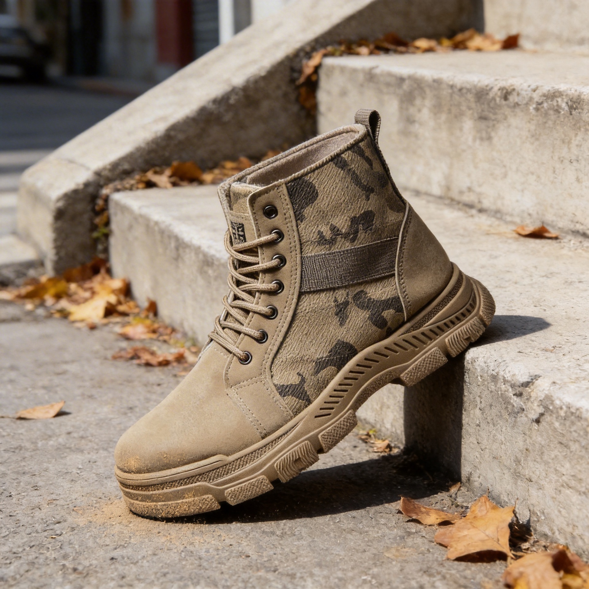 New Camouflage Canvas High-Top Martin Boots Men's Shoes Fashion Versatile Work Shoes Outdoor Hiking Shoes Cotton Shoes Warm