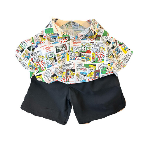 Children's shirt men's summer short-sleeved trendy flower fashion boy cartoon flower shirt foreign style Hong Kong style boy suit for vacation
