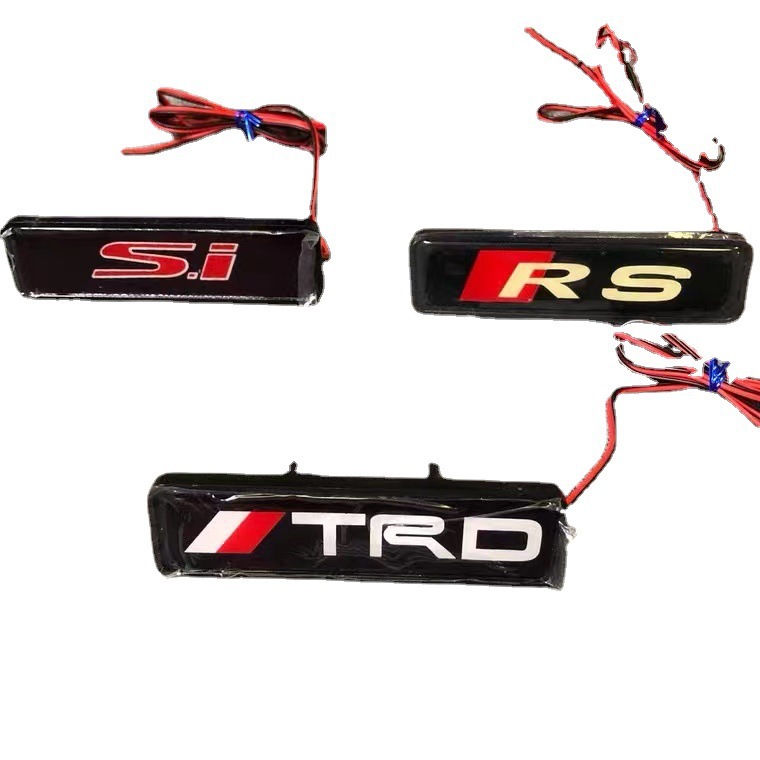 Adecuado para Nissan Honda Toyota TRD/SI/RS luminoso LED medio de malla de luz de logotipo Modificación de logotipo del coche pegatinas decorativas