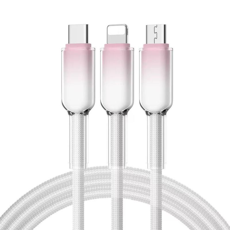 アイスクリスタルシェルグラデーションカラー1対3超高速充電データケーブルApple Android Huawei 3-in-1データケーブルに適しています|undefined