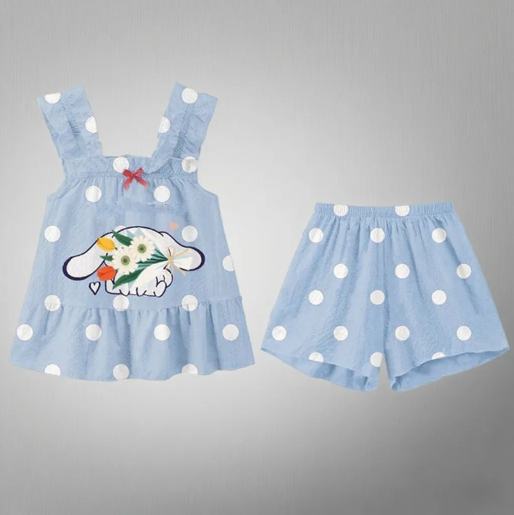 2026 New Children's Pajamas and Sleep Pants Summer Ice Silk Sweet Cute Camisole Girls' Home Wear for Older Children