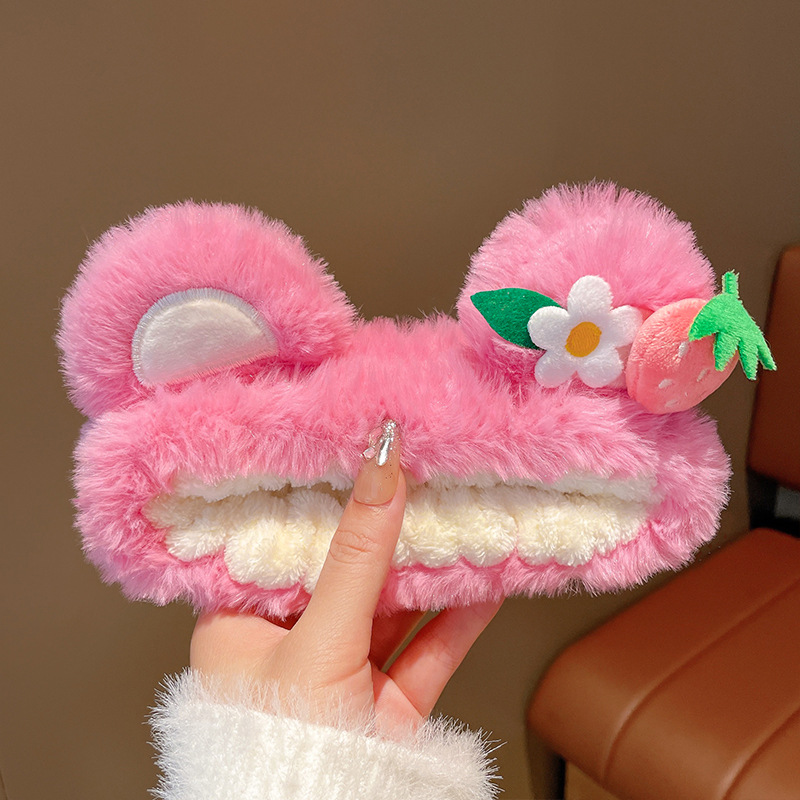 Cartoon facial lavado especial para mujeres 2024 nuevo cabello de peluche maquillaje prensado cabello lindos pinzas de cabello correa tocado