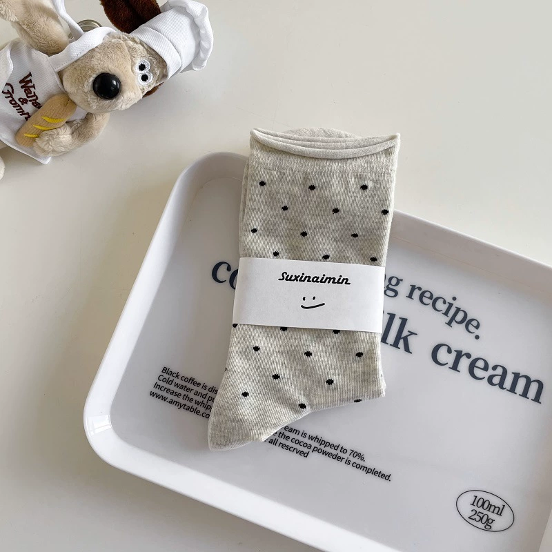 Colored summer cream knee socks for pregnant, mid-length