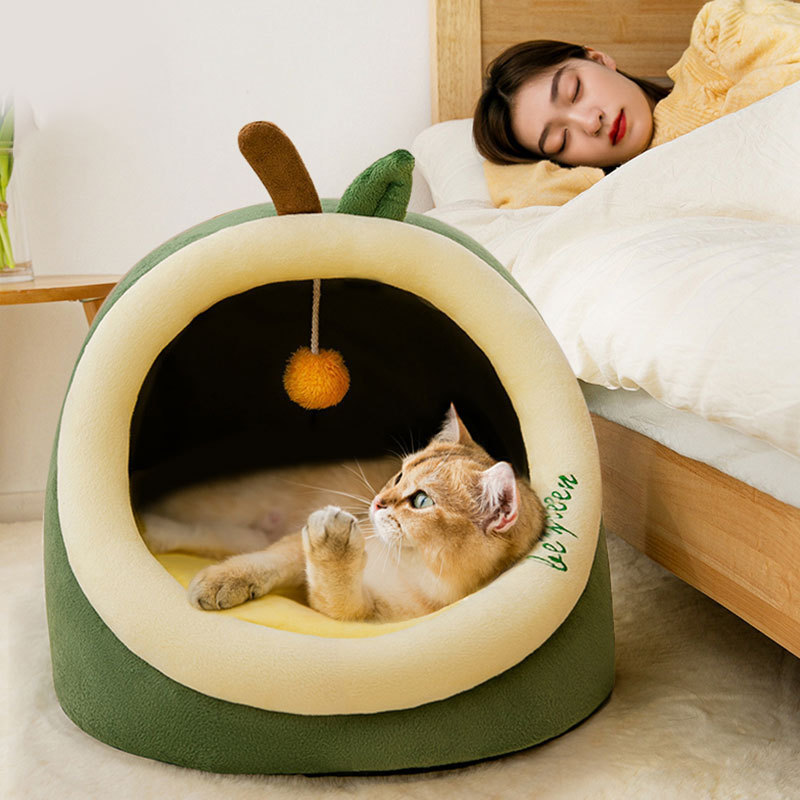 猫の巣四季通用半閉鎖式は猫のベッドを洗うことができます。|undefined
