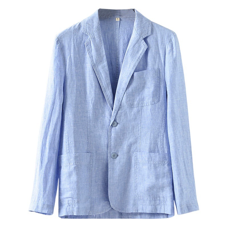2025 Новый льняной мужской повседневный льняной костюм, тонкая куртка E030
