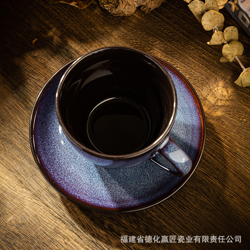 Transfronterizos Lixiang estilo europeo de color sólido simple horno de esmalte de alta calidad de alta cara de cerámica taza de café espresso plato