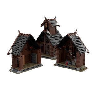 In-Stock Moc-104429 Small Particle Building Block Ornament Educational Viking Toy Model Hut Architecture for Children