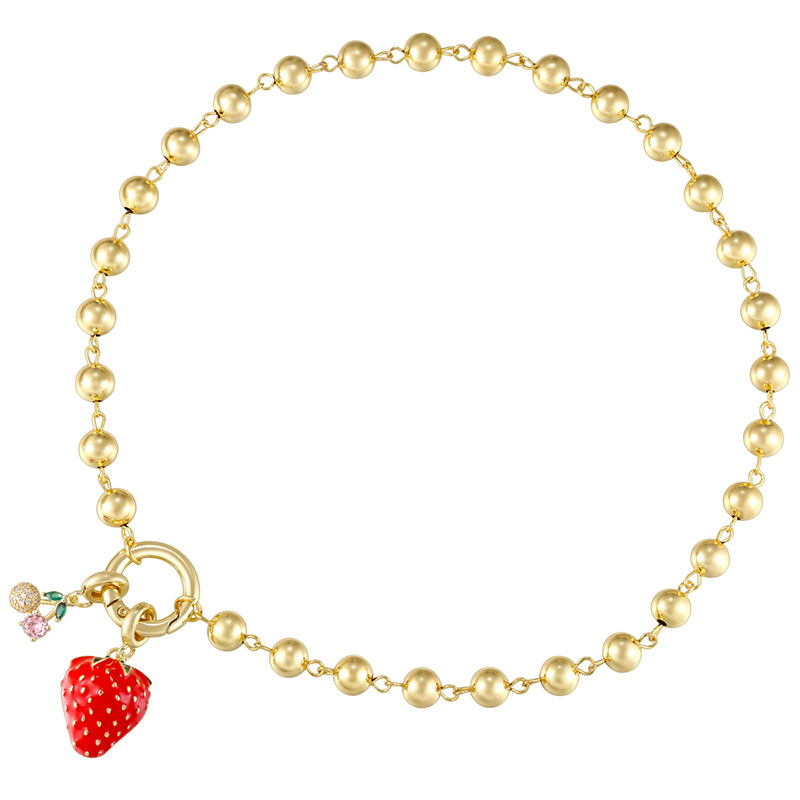 Strawberry Sweet Copper Pendant Necklace Spring Ring Trigger Clasp Closure display picture 6