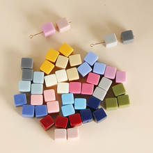 奶油方块亚克力正方体几何彩色串珠DIY手作饰品耳环配件材料