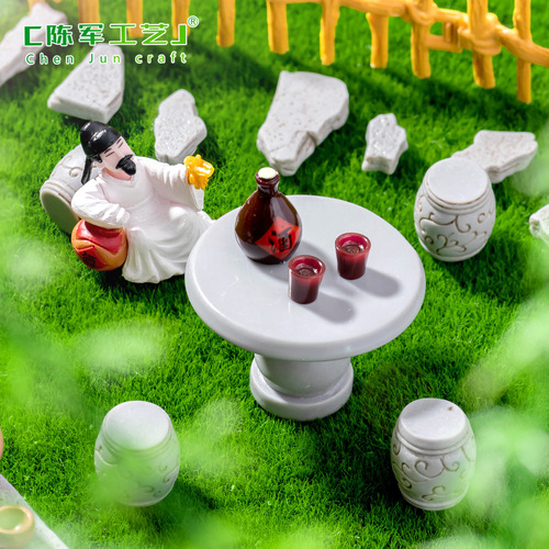 Miniature Chinese Stone Table and Chairs for Micro-Landscape DIY Garden Landscape Decorative Accessories Miniature Scale Model