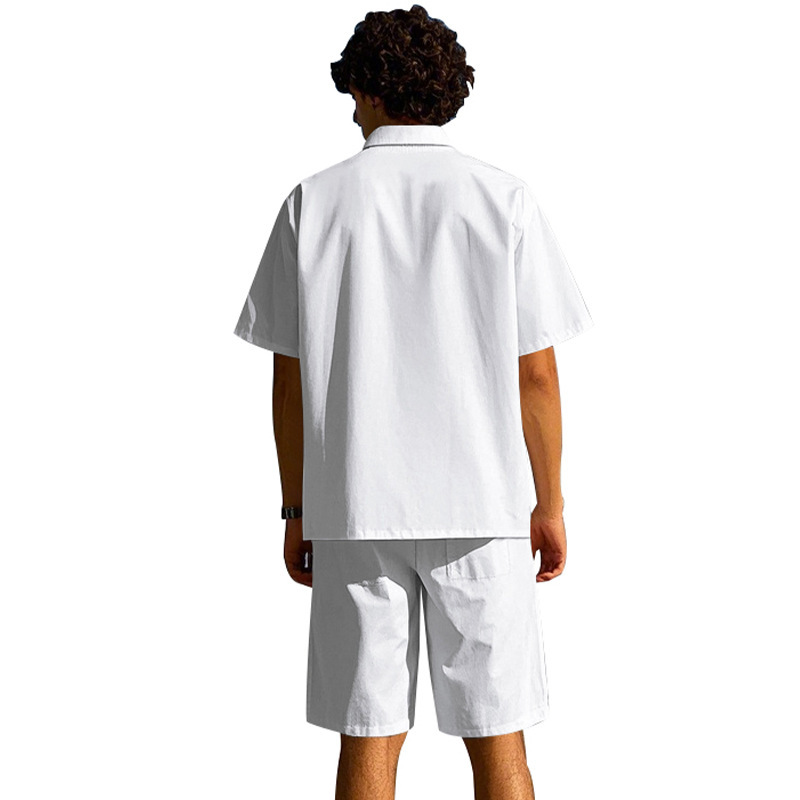 Men's Clothing Men's Light Luxury Casual Hawaiian Short Sleeved Shirt Shorts Set Summer Thin Workwear Loose Fit_viptrois.com