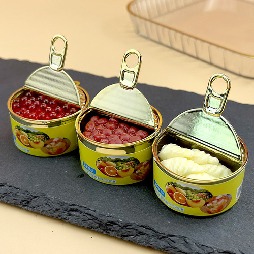 Hot selling simulation canned model toys in the live broadcast room diy miniature simulation snacks canned fruit toys