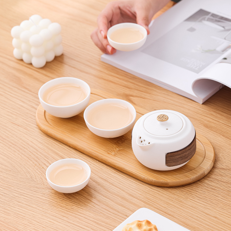 Juego de Té de Viaje Portátil de Cerámica con Taza Rápida
