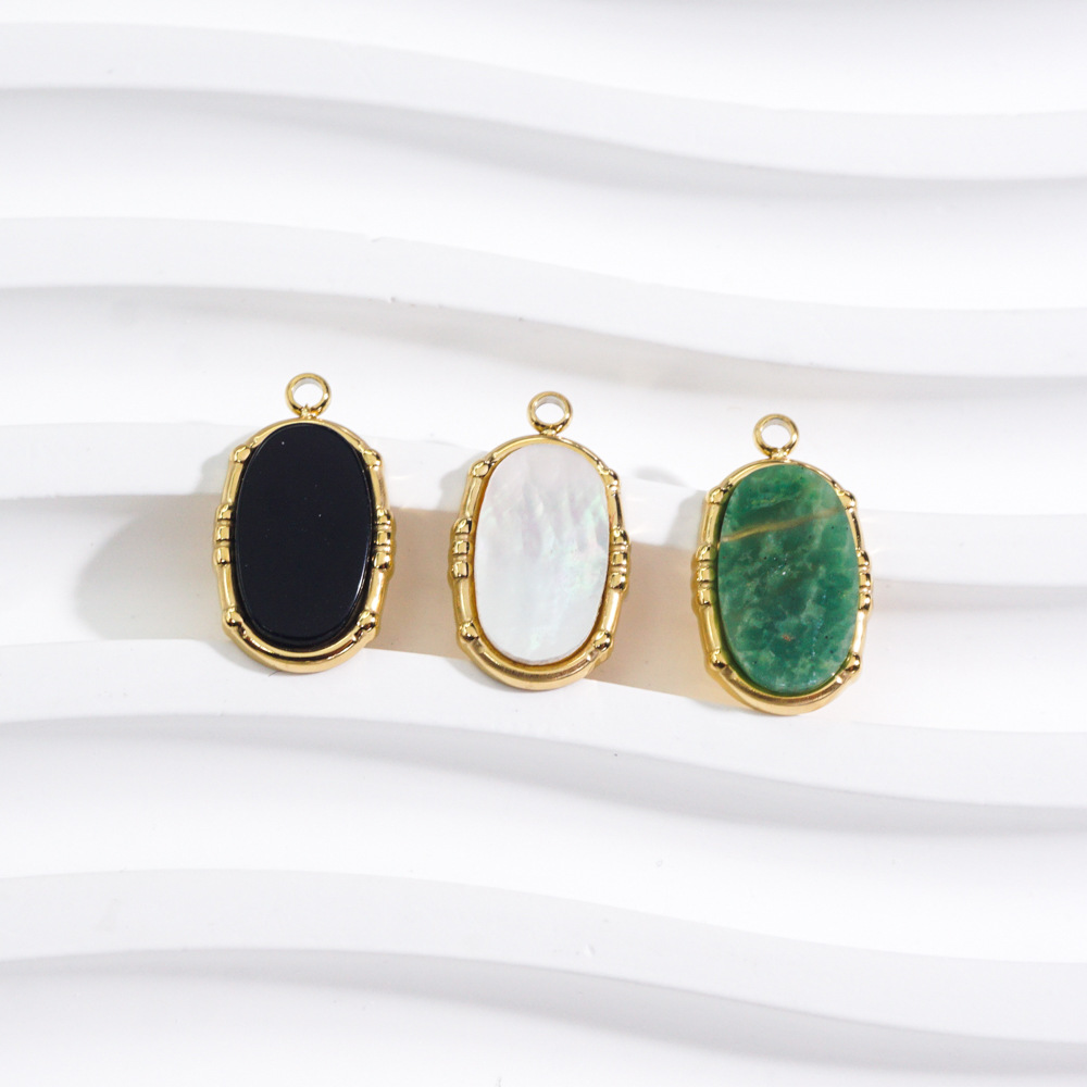 DIY Jewelry Accessories Classification 1 Piece Quantity 1 Piece 304 Stainless Steel Natural Stone Natural Stone Shell 14K Gold Plated Oval