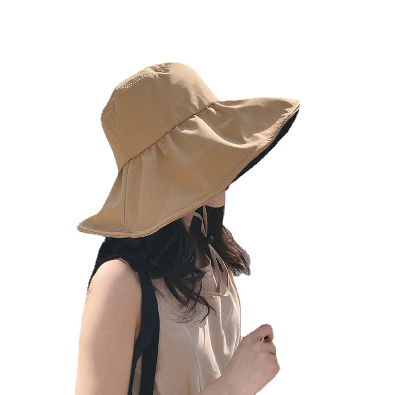 Black rubber sun-proof sunshade hat children's summer face-covering large brim sunscreen hat outdoor biker fisherman hat
