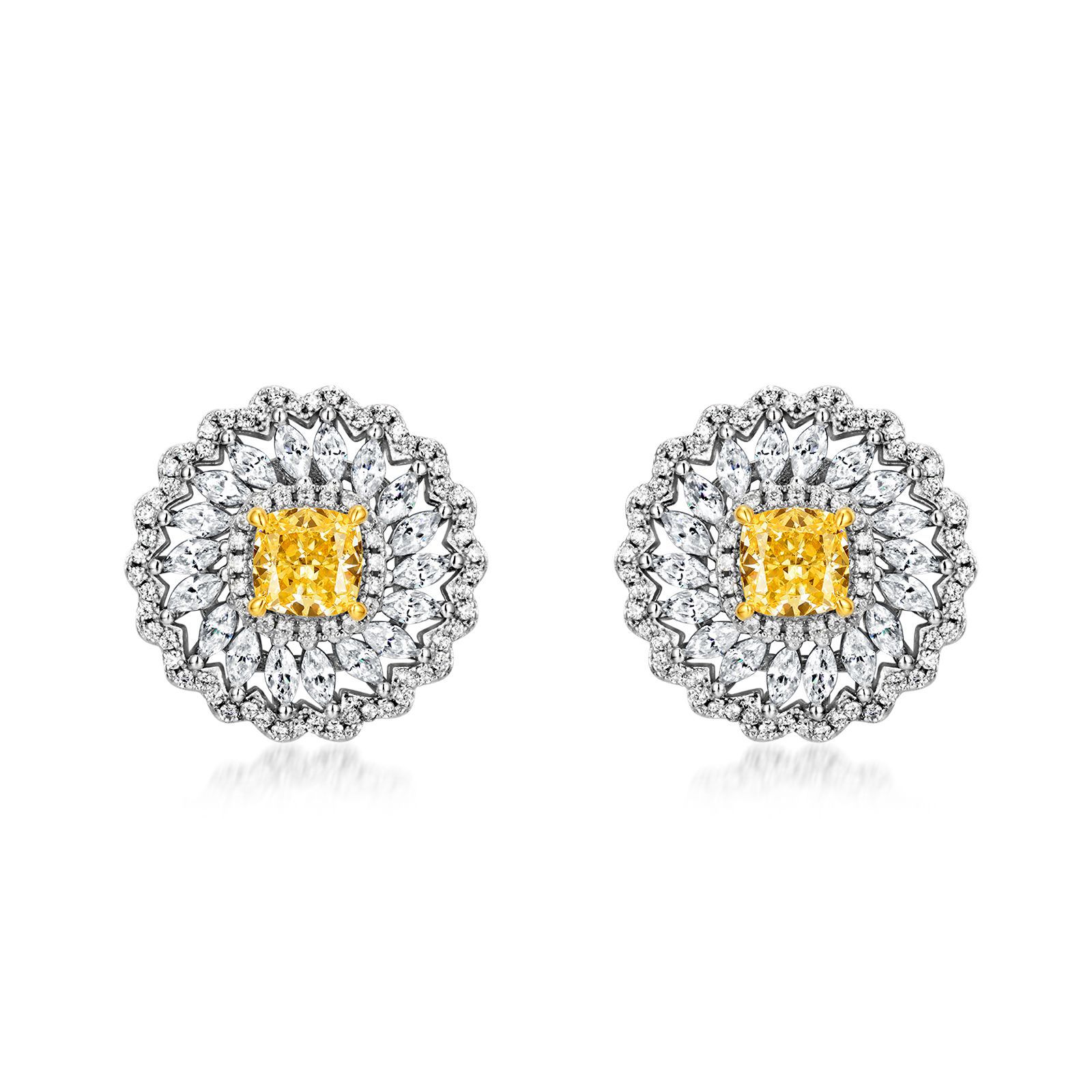 Wilsheng joyería Margarita de alto carbono pendientes de diamantes S925 plata diamante incrustado dulce fresco elegante pendientes de las mujeres del todo-fósforo