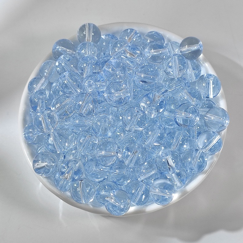 Factory Direct Supply of 6-10mm Transparent Glass Round Beads, Glass Loose Beads, DIY Bracelet Accessories, DIY Loose Bead Accessories