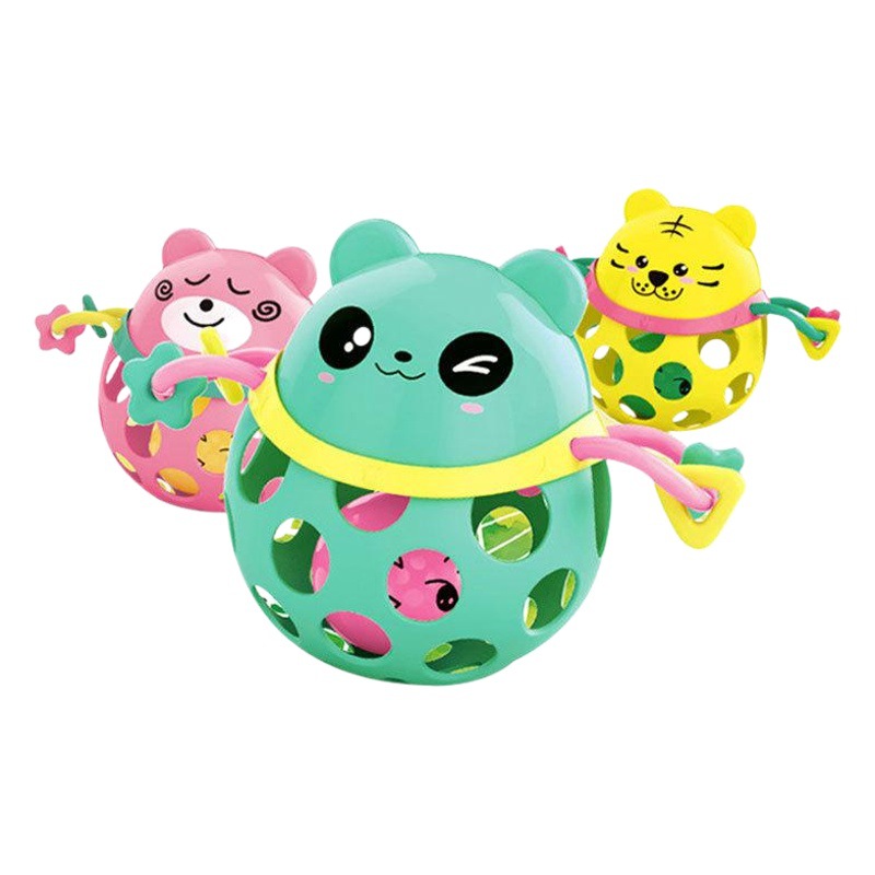 Bebé sonajero juguete 0-3-6-12month bebé Yi Zhi mano Bola de juguete animal suave mordedor de goma sonajero