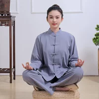 棉麻材质太极服_初秋白露节气透气练功服推荐