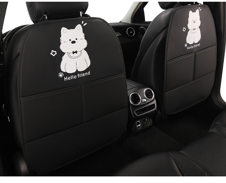 Puppy Lady Cute Cartoon Car Seat Back Anti-Kick Pad Car Seat Rear Anti-Fouling Pad with Storage Strap