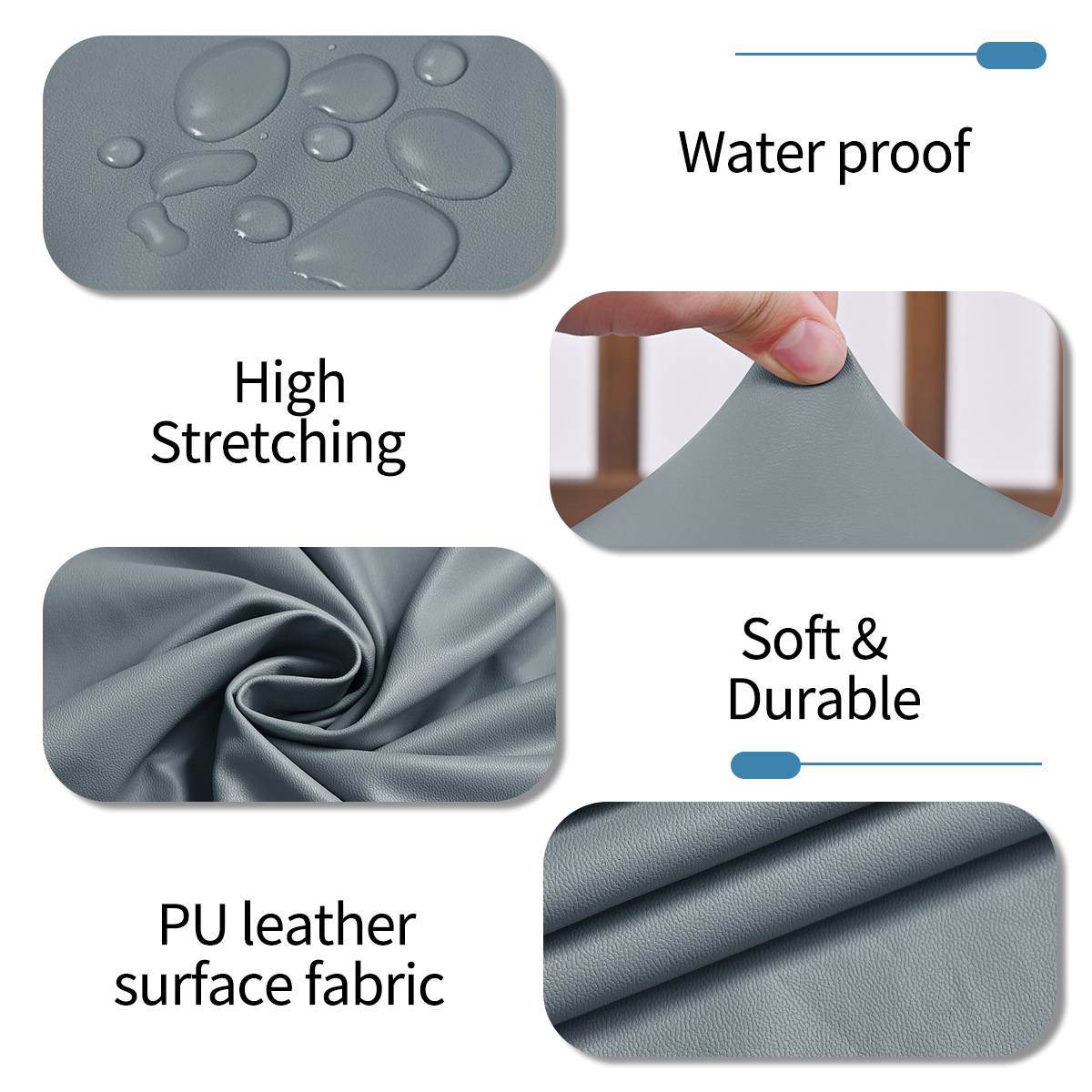 Banda antideslizante de Amazon, hebilla de lengua, PU, funda de taburete elástica doble impermeable, funda de cojín para silla elástica, funda universal para silla de comedor de hotel