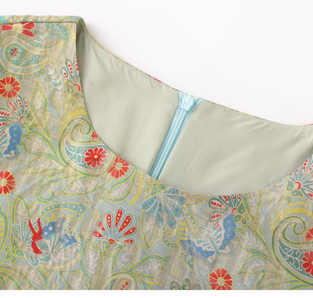 Váy maxi nữ thắt eo dáng suông họa tiết jacquard pha len — xanh lá cây chi tiết 18