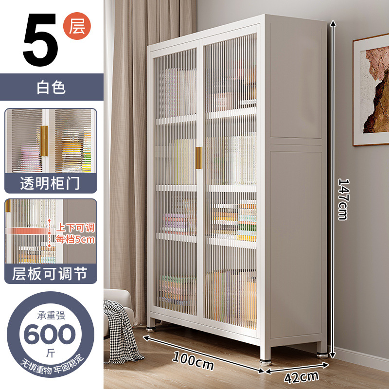 Estantería de biblioteca de acero para el hogar a prueba de polvo con puerta estantería de pared completa gabinete de almacenamiento de piso estante de almacenamiento