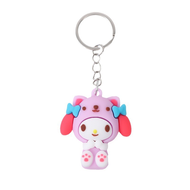 Sanrio llaveros lindos muñecas de dibujos animados bolsos llaveros regalos de automóviles colgantes empujar regalos al por mayor