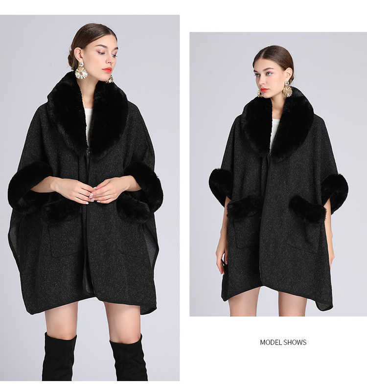 Mantella con colletto in lana, grande, ampia, in lana, cardigan donna_voghion.com