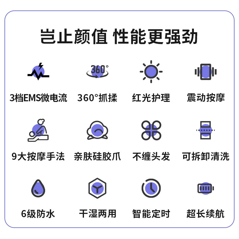 新型emsマイクロ電流電動揉み振動防水ヘッドマッサージ器頭皮マッサージ器ヘッドマッサージ器|undefined