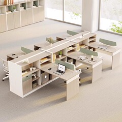 シンプルモダンなオフィスデスク 2/4/6人用 スクリーン付き 金融スタッフ コンピュータスタッフ デスクと椅子の組み合わせ
