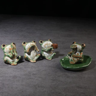 景德镇陶瓷香插创意手作小禅蛙茶宠萌物青蛙小摆件茶道配件批发