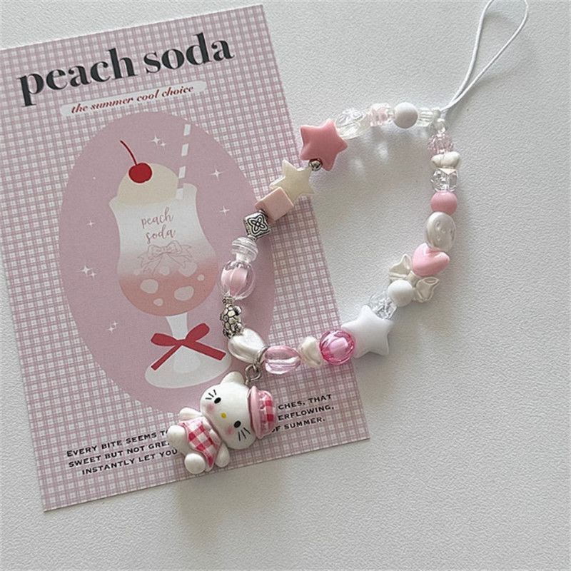 Fashion Cute 3D Kt Cat Beaded Phone Strap Ins Short Wristband Accessory Ccd Camera Versatile Hanging Strap Fashion Cute 3D Kt Cat Beaded Phone Strap Ins Short Wristband Accessory Ccd Camera Versatile Hanging Strap