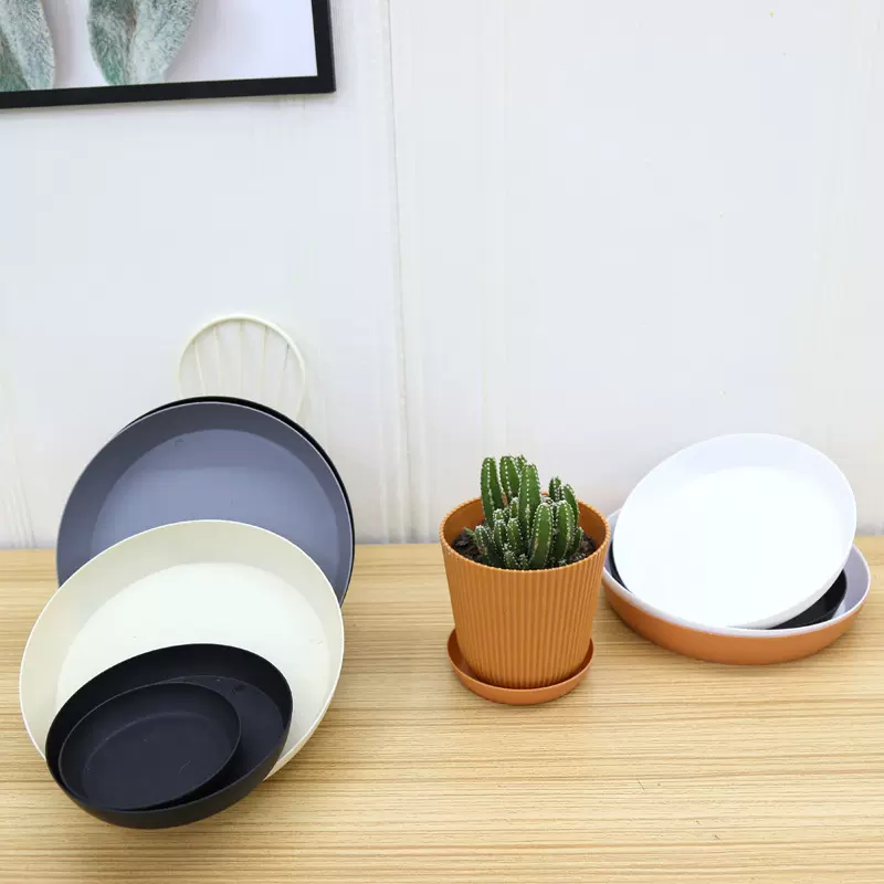 厂家直供 圆形塑料花盆搭配托盘加厚新料底托 pp材质圆形托盘