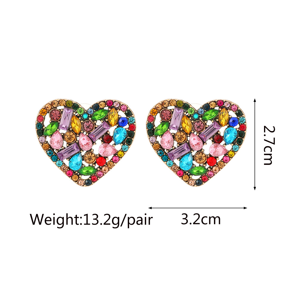 1 Pair Simple Style Heart Shape Glass Plating Women's Ear Studs display picture 2