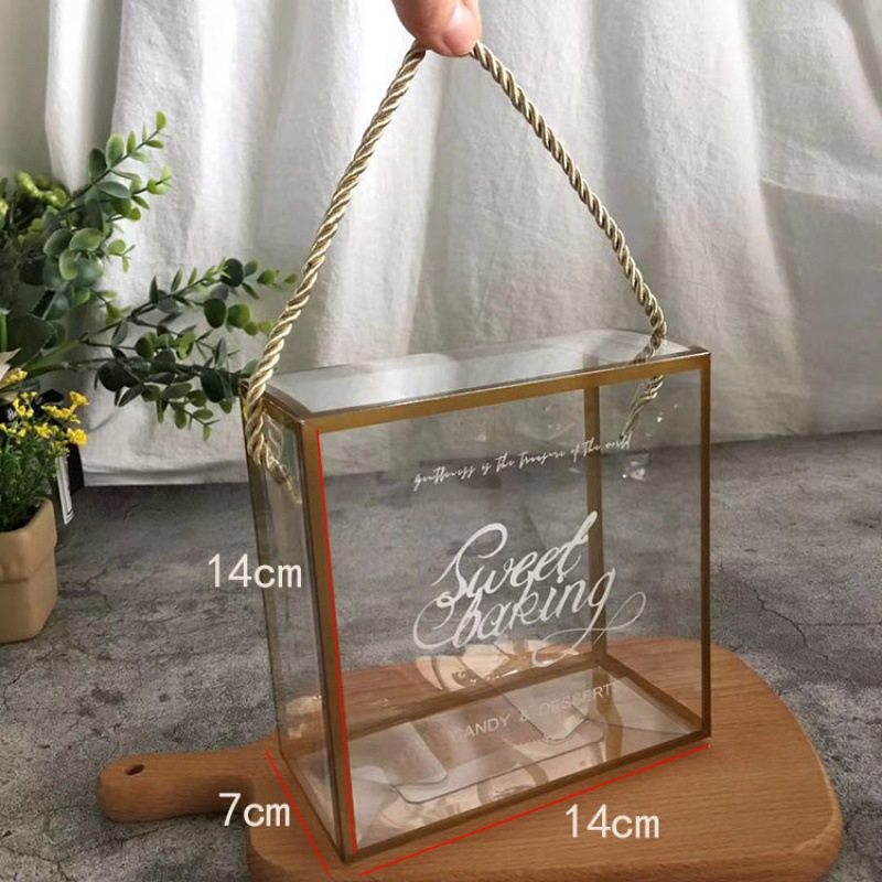 厂家现货手提透明雪花酥包装盒PET奶枣糖果牛轧糖曲奇烘焙透明盒