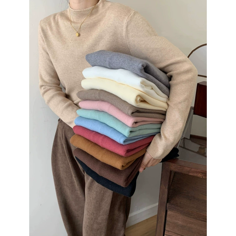 Мягкий вязаный свитер с половинным вырезом с внутренней нижней рубашкой 2024 осень и зима