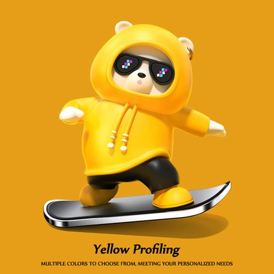 creative car decoration, Car ornaments - screen-model-skateboard-bear-yellow