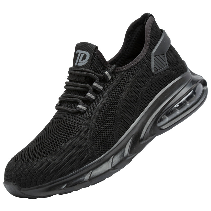 美客多跨境防砸防刺穿劳保鞋飞织气垫透气安全鞋工地轻便工作鞋男