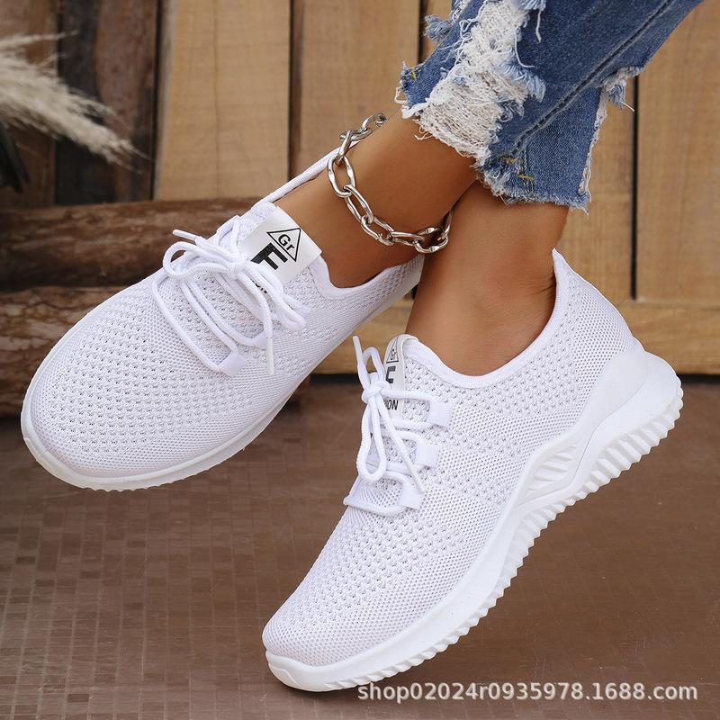 Foreign Trade Cross-Border Women's Fashion Sneakers Pure Color Casual Sports Shoes Lightweight Women's Style