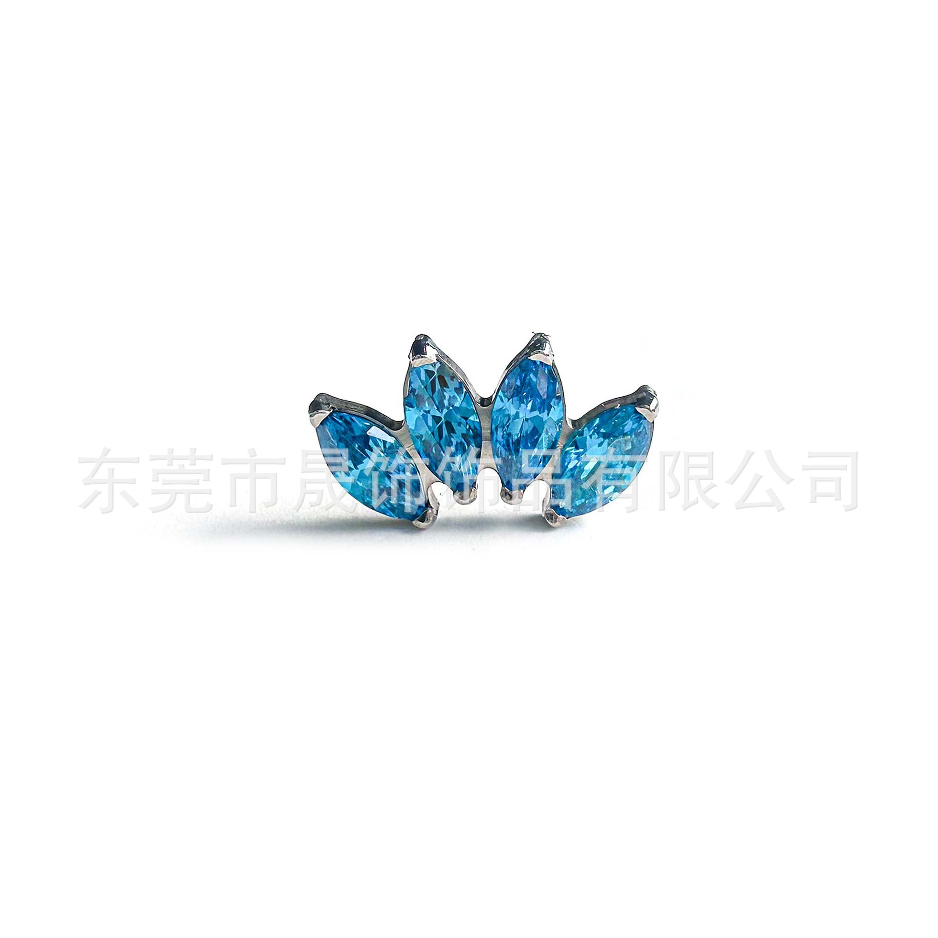 F136钛四马眼锆石耳钉耳蜗钉G23钛合金唇钉人体穿刺饰品耳骨钉