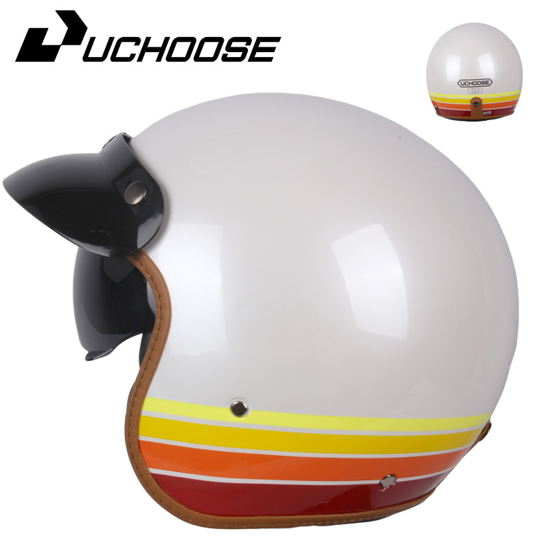 Half Helmet | Motuoche Motosiklet kaskı (dəbilqə) - striped-orange-s