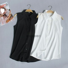 夏季新款码无袖衬衫女韩版职业装雪纺衫白衬衣背心打底衫