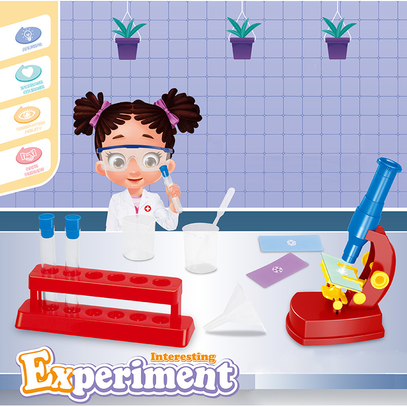 Nuevos juguetes de enseñanza y educación para niños DIY Microscopio conjunto de experimentos científicos
