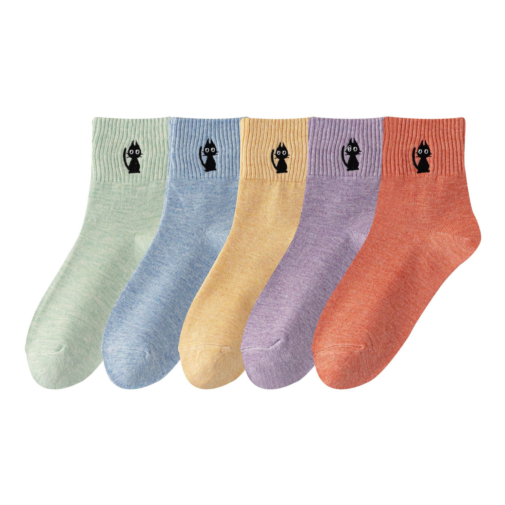 Medias calcetines de moda de primavera y verano, calcetines de algodón transpirables, antiolor y sudor, damas, calcetines de bordado casuales, calcetines de mujer