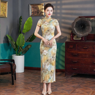 2025 New Silk Cheongsam Mulberry Silk Retro Summer Long Women's Improved Daily Young Style Classy Elegant