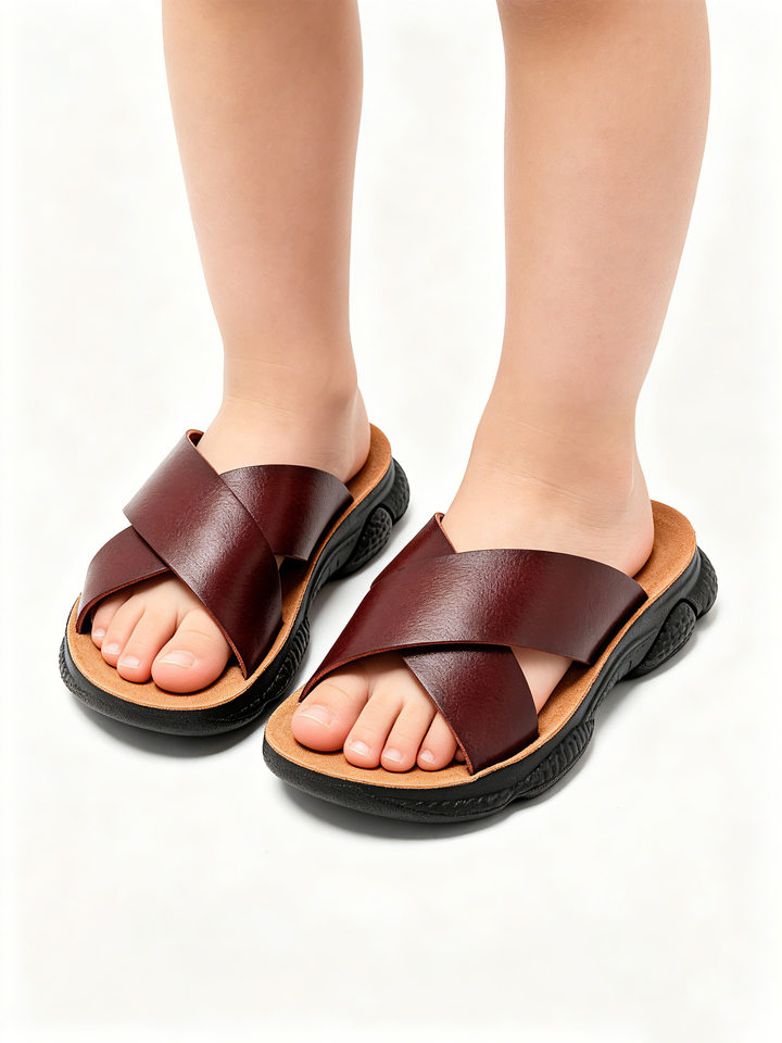 Dép trẻ em đế mềm chống trượt, dép đi biển thoáng khí cho bé trai — Màu kaki, Nâu đậm, Toàn bộ màu đen, Đỏ nâu chi tiết 19