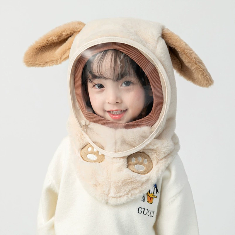 Детская шапка, осенне-зимняя Ветрозащитная маска для мальчиков и девочек, защита ушей, интегрированное лобовое стекло, утолщенный теплый детский шарф